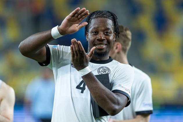UEFA U21, U 21 Europameisterschaft, Viertelfinale: Deutschland - Italien; 22.06.2025 Bright Arrey-Mbi (Deutschland, 4) bei der UEFA U21-Europameisterschaft im Viertelfinalspiel Deutschland - Italien, am 22.06.2025, DAC Arena, Dunajska Streda, Slowakei Copyright: xBEAUTIFULxSPORTS Meuselx