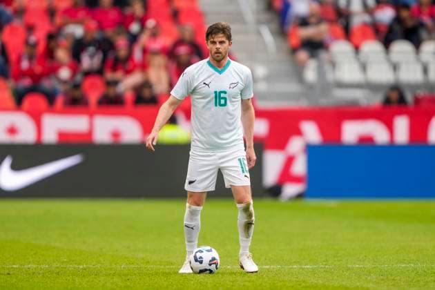 New Zealand Alex Rufer (16) New Zealand All Whites v Ukraine, The Canadian Shield men™s football tournament in Toronto, Canada on Tuesday 10 June 2025. Photo: Kevin Sousa Toronto Canada Copyright: xKevinxSousax xx _KS20741.JPG
