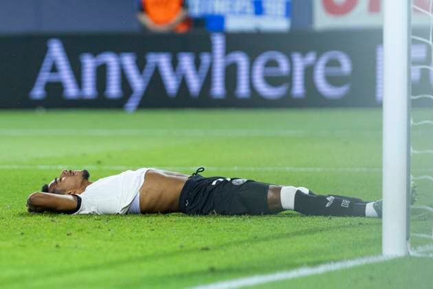 UEFA U21, U 21 Europameisterschaft, Viertelfinale: Deutschland - Italien; 22.06.2025 Ansgar Knauff (Deutschland, 7) nach einer verpassten Chance bei der UEFA U21-Europameisterschaft im Viertelfinalspiel Deutschland - Italien, am 22.06.2025, DAC Arena, Dunajska Streda, Slowakei Copyright: xBEAUTIFULxSPORTS Meuselx