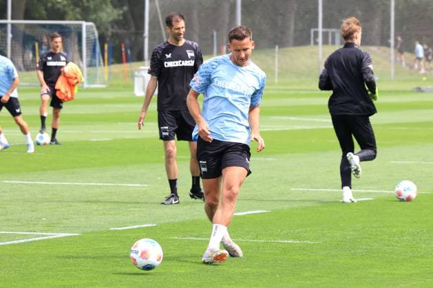 DEU, DFL, 2. FBL Hertha BSC, Training, 23.06.2025, Sportforum, Berlin, DEU, DFL, 2. FBL Hertha BSC, Training, im Bild Paul Seguin (Hertha BSC Berlin 55) DFL - regulations prohibit any use of Photographs as image sequences and or quasi-video