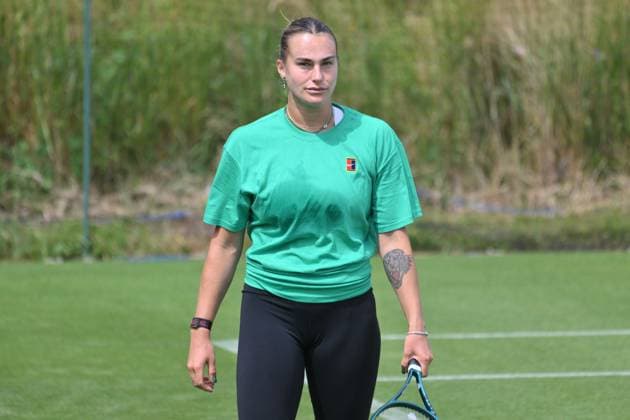 Wimbledon Tennis Championships - Practice Day LONDON, UNITED KINGDOM - June 23: Belarusian tennis player Aryna Sabalenka plays on the grass practice courts ahead of the Wimbledon tennis championships held at the All England, All England Lawn Tennis and Croquet Club in London, United Kingdom on June 23, 2025. Ray Tang Anadolu London United Kingdom. Editorial use only. Please get in touch for any other usage.  Copyright: x2025xAnadoluxRayxTangx