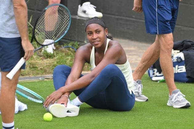 Wimbledon Tennis Championships - Practice Day LONDON, UNITED KINGDOM - June 23: American tennis player Coco Gauff plays on the grass practice courts ahead of the Wimbledon tennis championships held at the All England, All England Lawn Tennis and Croquet Club in London, United Kingdom on June 23, 2025. Ray Tang Anadolu London United Kingdom. Editorial use only. Please get in touch for any other usage.  Copyright: x2025xAnadoluxRayxTangx