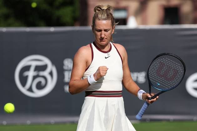 Bad Homburg am 23.06.2025 Tennis Damen Turnier WTA, Tennis Damen 500 Bad Homburg Open powered by Solarwatt 2025 Match Victoria Azarenka gegen Laura Siegemund (GER) v.l., Victoria Azarenka ballt die Faust Copyright: JoaquimxFerreira