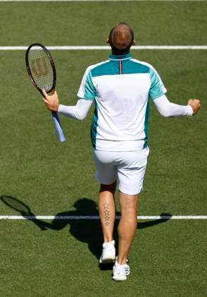 23rd June 2025; Devonshire Park, Eastbourne, East Sussex, England; Lexus International Eastbourne, Day 1; Daniel Evans (GBR) celebrates his victory after defeating Miomir Kecmanovic (SRB)  ActionPlus12804800 HongboxChen