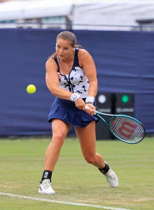 24th June 2025; Devonshire Park, Eastbourne, East Sussex, England; Lexus International Eastbourne, Day 2; Jodie Burrage (GBR) plays a forehand shot against Moyuka Uchijima (JPN)  ActionPlus12805068 HongboxChen