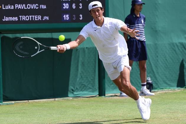 TENIS WIMBLEDON 2025 LONDYN 250625 N Z JAPONCZYK JAMES TROTTER W DRUGIEJ RUNDZIE KWALIFIKACJI MARCIN CHOLEWINSKI NEWSPIX.PL TENNIS WIMBLEDON 2025 LONDON 25062025 JAMES TROTTER OF JAPAN IN THE SECOND ROUND OF QUALIFICATION NEWSPIX.PL --- newspix.pl 