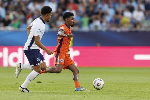 BRATISLAVA , 25-06-2025 , Football stadium Tehelne pole. Narodny football stadium , UEFA U21, U 21 Euro2025 , semi-finals , England U21 - Netherlands U21. Netherlands U21 player Ian Maatsen England U21 - Netherlands U21  x29893795x Copyright: