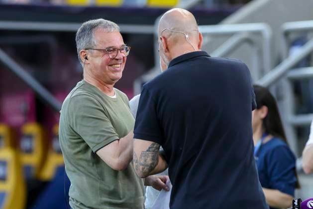 DFB-Geschaeftsfuehrer Andreas Rettig (Germany) und Experte Markus Babbel (Sat1) unterhalten sich, UEFA European Under-21 Championship 2025 Semi-Final, Germany v France, KoÅ¡icka futbalova arÃ na am 25. June 2025 in Kaschau, Slowakei. (Foto von Marco Steinbrenner DeFodi Images) DFB-Geschaeftsfuehrer Andreas Rettig (Germany) und Experte Markus Babbel (Sat1) talk together, UEFA European Under-21 Championship 2025 Semi-Final, Germany v France, KoÅ¡icka futbalova arÃ na, June 25, 2025 in KoÅ¡ice, Slovakia. (Photo by Marco Steinbrenner DeFodi Images)