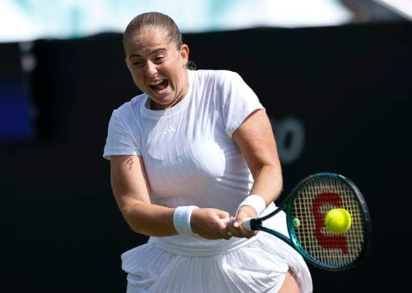 25th June 2025; Devonshire Park, Eastbourne, East Sussex, England; Lexus International Eastbourne, Day 3; Jelena Ostapenko (LAT) plays a backhand shot against Alexandra Eala (PHI)  ActionPlus12805486 HongboxChen