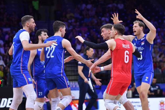 SERBIA vs IRAN CELEBRATION volleyball Serbia vs Iran VNL Volleyball nations league Beogradska arena hall, Belgrade 25.06.2025 Foto: VOLLEYBALL, FIVB VOLLEYBALL NATIONS LEAGUE, SERBIA, IRAN Belgrade Belgrade arena Serbia Copyright: xMarkoxMetlas xMNxPressx