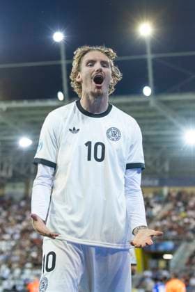 UEFA U21, U 21 Europameisterschaft, Halbfinale: Deutschland - Frankreich; 25.06.2025 Nick Woltemade (Deutschland, 10) jubelt nach seinem Tor bei der UEFA U21-Europameisterschaft im Halbfinalspiel Deutschland - Frankreich, am 25.06.2025, Kosice Football Arena, Kosice, Slowakei Copyright: xBEAUTIFULxSPORTS Meuselx