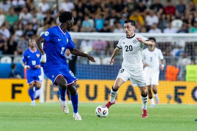 UEFA U21, U 21 Europameisterschaft, Halbfinale: Deutschland - Frankreich; 25.06.2025 Paul Nebel (Deutschland, 20) bei der UEFA U21-Europameisterschaft im Halbfinalspiel Deutschland - Frankreich, am 25.06.2025, Kosice Football Arena, Kosice, Slowakei Copyright: xBEAUTIFULxSPORTS Meuselx