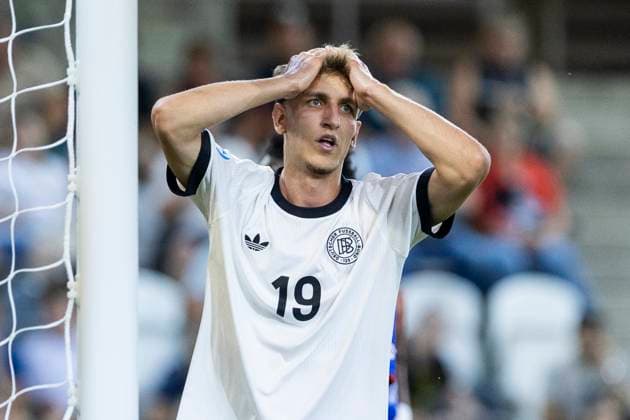 UEFA U21, U 21 Europameisterschaft, Halbfinale: Deutschland - Frankreich; 25.06.2025 Nelson Weiper (Deutschland, 19) bei der UEFA U21-Europameisterschaft im Halbfinalspiel Deutschland - Frankreich, am 25.06.2025, Kosice Football Arena, Kosice, Slowakei Copyright: xBEAUTIFULxSPORTS Meuselx