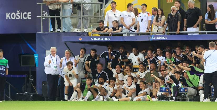 25.06.2025 Kosice(Slovakia) Germany- France semi final U21, U 21 U-21 Under-21 European men s football championship Germany U21 team celebrate victory and going in final :