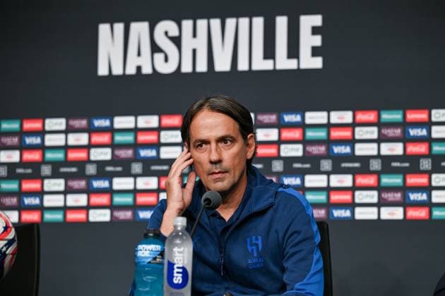 Ahead of Al Hilal vs Pachuca - FIFA Club World Cup 2025 NASHVILLE, TENNESSEE, US - JUNE 25: Head coach Simone Inzaghi of Al Hilal holds a press conference, PK, Pressekonferenz ahead of their FIFA Club World Cup 2025 match between Al Hilal and CF Pachuca at GEODIS Park on June 25, 2025 in Nashville, Tennessee, United States. Waleed Zein Anadolu Tennessee United States. Editorial use only. Please get in touch for any other usage.  Copyright: x2025xAnadoluxWaleedxZeinx