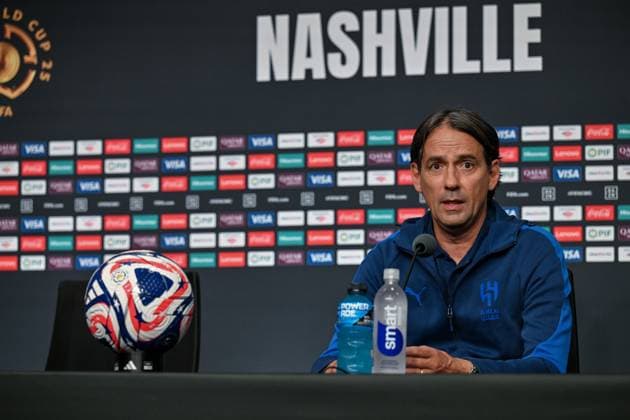 Ahead of Al Hilal vs Pachuca - FIFA Club World Cup 2025 NASHVILLE, TENNESSEE, US - JUNE 25: Head coach Simone Inzaghi of Al Hilal speaks during a press conference, PK, Pressekonferenz ahead of their FIFA Club World Cup 2025 match between Al Hilal and CF Pachuca at GEODIS Park on June 25, 2025 in Nashville, Tennessee, United States. Waleed Zein Anadolu Tennessee United States. Editorial use only. Please get in touch for any other usage.  Copyright: x2025xAnadoluxWaleedxZeinx