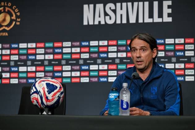 Ahead of Al Hilal vs Pachuca - FIFA Club World Cup 2025 NASHVILLE, TENNESSEE, US - JUNE 25: Head coach Simone Inzaghi of Al Hilal speaks during a press conference, PK, Pressekonferenz ahead of their FIFA Club World Cup 2025 match between Al Hilal and CF Pachuca at GEODIS Park on June 25, 2025 in Nashville, Tennessee, United States. Waleed Zein Anadolu Tennessee United States. Editorial use only. Please get in touch for any other usage.  Copyright: x2025xAnadoluxWaleedxZeinx