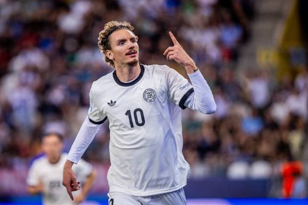GERMANY U21, U 21 - FRANCE U21 Nick Woltemade of Germany celebrates a goal during the UEFA European Under-21 Championship 2025 Semifinal football match between Germany U21 and France U21. Kosicka Futbalova Arena - Kosice Football Arena (KFA), Kosice, Slovakia, June 25, 2025. Photo by Branislav Racko Copyright: xx 080A5806