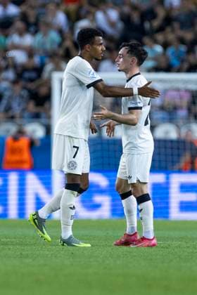 UEFA U21, U 21 Europameisterschaft, Halbfinale: Deutschland - Frankreich; 25.06.2025 Ansgar Knauff (Deutschland, 7), Paul Nebel (Deutschland, 20) bei der UEFA U21-Europameisterschaft im Halbfinalspiel Deutschland - Frankreich, am 25.06.2025, Kosice Football Arena, Kosice, Slowakei Copyright: xBEAUTIFULxSPORTS Meuselx