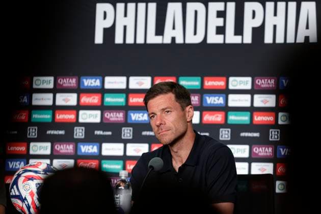 Real Madrid coach Xabi Alonso attends a press conference, PK, Pressekonferenz at Lincoln Financial Field in Philadelphia, United States, 25 June 2025. Alonso assured that Kylian Mbappe, who was left out of the squad for Thursday s match against Salzburg, is not sufficiently recovered despite having trained with the group, adding that the decision was made in agreement with the player. Xabi Alonso: Mbappé is not recovered enough !ACHTUNG: NUR REDAKTIONELLE NUTZUNG!  Copyright: xAndréxCoelhox AME8605 20250626-55017237249_1