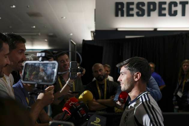 Real Madrid s Brahim Diaz speaks to the media at Lincoln Financial Field in Philadelphia, USA, 25 June 2025. press conference, PK, Pressekonferenz Brahim Diaz !ACHTUNG: NUR REDAKTIONELLE NUTZUNG!  Copyright: xAndréxCoelhox AME8630 20250626-55017237257_1
