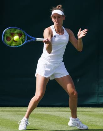 Belgian Elise Mertens pictured in action during the afternoon training session the 2025 Wimbledon grand slam tennis tournament at the All England Tennis Club, in south-west London, Britain, Thursday 26 June 2025. BENOITxDOPPAGNE  x127858377x