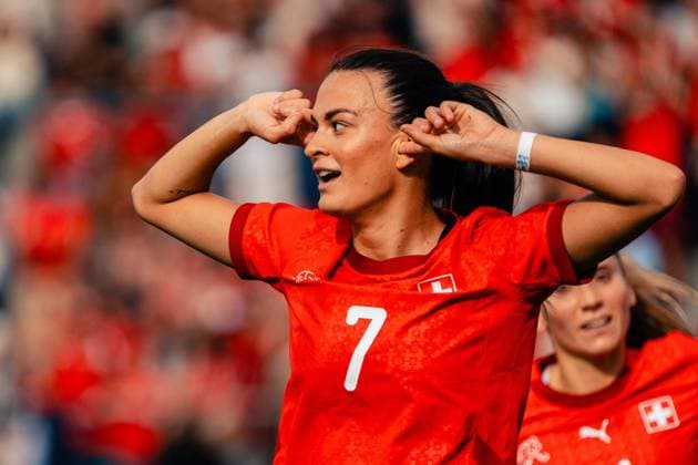 Winterthur, Switzerland, June 26th 2025: Riola Xhemaili (7 Switzerland) celebrating after her first goal for the 1:0 during the Women s International Friendlies - Switzerland v Czech Republic at Stadium Schützenwiese in Winterthur, Zurich. (Mike Wiss SPP) Copyright: xMikexWissx xSPPx spp-en-MiWiSp-052