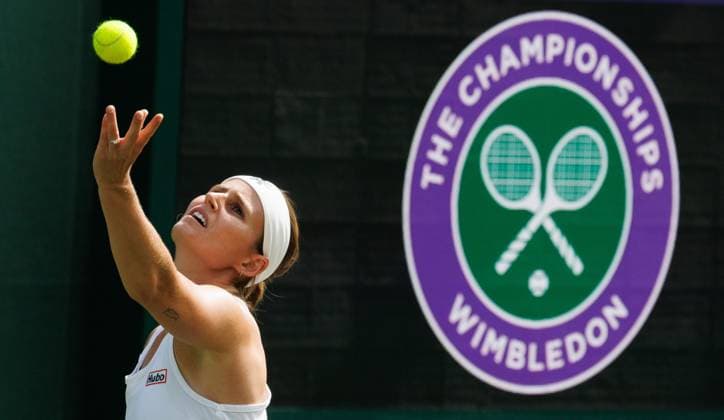 Belgian Greet Minnen pictured in action during a training session the 2025 Wimbledon grand slam tennis tournament at the All England Tennis Club, in south-west London, Britain, Thursday 26 June 2025. BENOITxDOPPAGNE  x127859182x