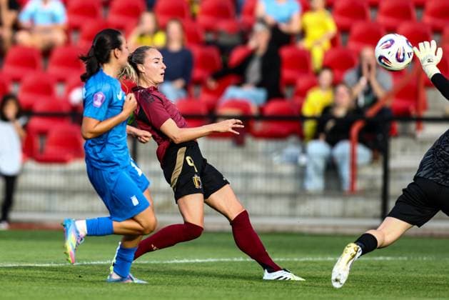 Belgium s Tessa Wullaert scores a goal during a friendly soccer game between the national teams of Belgium (Red Flames) and Greece, on Thursday 26 June 2025 in Brussels. The Flames are preparing for the UEFA Women s Euro 2025 tournament, starting next week. BRUNOxFAHY  x127864409x