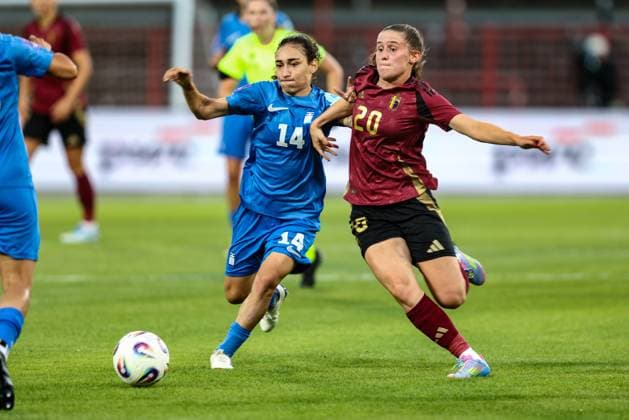 Belgium s Marie Detroyer pictured in action during a friendly soccer game between the national teams of Belgium (Red Flames) and Greece, on Thursday 26 June 2025 in Brussels. The Flames are preparing for the UEFA Women s Euro 2025 tournament, starting next week. BRUNOxFAHY  x127868243x
