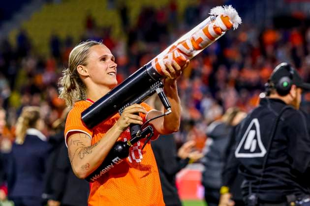 Kerstin Casparij of the Netherlands looks on Netherlands v Finland, , Netherlands v Finland, Kooi Stadion, June 26, 2025, Leeuwarden, Netherlands.
