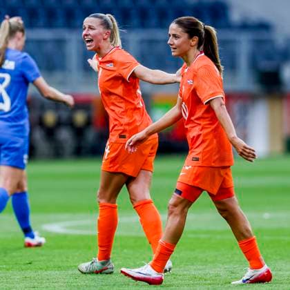 Jackie Groenen of the Netherlands gestures Netherlands v Finland, , Netherlands v Finland, Kooi Stadion, June 26, 2025, Leeuwarden, Netherlands.