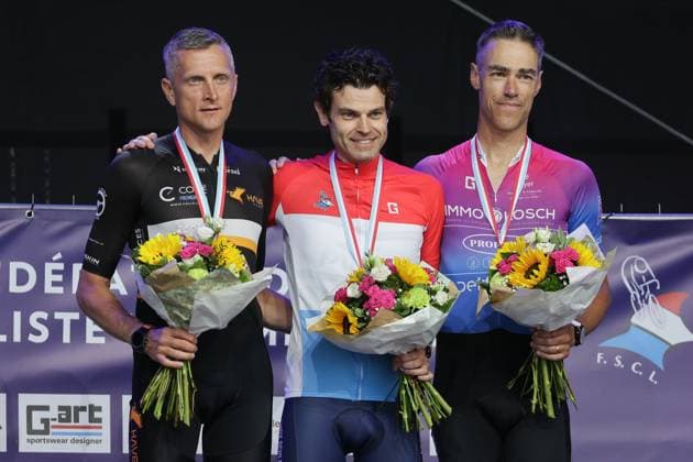 Podium Masters Dany Papi, Patrick Rauen, Marc Scheller 26.06.2025 Radsport, Velo, Saison 2025 26.06.2025 Nationale Meisterschaften, Zeitfahren (Contre-la-Montre) Mertzig