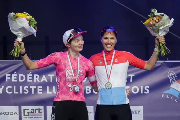 Podium Elite Nina Berton, Marie Schreiber 26.06.2025 Radsport, Velo, Saison 2025 26.06.2025 Nationale Meisterschaften, Zeitfahren (Contre-la-Montre) Mertzig