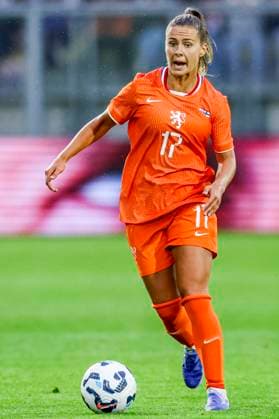 Victoria Pelova of the Netherlands dribbles with the ball Netherlands v Finland, , Netherlands v Finland, Kooi Stadion, June 26, 2025, Leeuwarden, Netherlands.