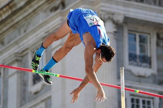 Sport Themen der Woche KW26 Sport Bilder des Tages Leichtathletik, athletics, Team Europameisterschaften, European Team Championships Super League 2025 ,1. Div Royal Palast Madrid , 27.06.-29.06.2025 Stabhochsprung Männer, Pole vault men, Oliveri Matteo, Italien *** Athletics, athletics, European Team Championships, European Team Championships Super League 2025 ,1 Div Royal Palace Madrid , 27 06 29 06 2025 Pole vault men, Pole vault men, Oliveri Matteo, Italy