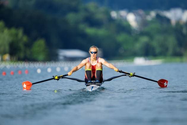 Sport Themen der Woche KW26 Sport Bilder des Tages Lucerne Regatta; Luzern, 27.06.2025 Aurelia-Maxima Janzen aus der Schweiz im Frauen-Einer im Vorlauf an der Lucerne Regatta auf dem Rotsee in Luzern am 27.06.2025 *** Lucerne Regatta Lucerne, 27 06 2025 Aurelia Maxima Janzen from Switzerland in the womens single in the preliminary race at the Lucerne Regatta on Lake Rotsee in Lucerne on 27 06 2025 Copyright: xBEAUTIFULxSPORTS TobiasxLacknerx