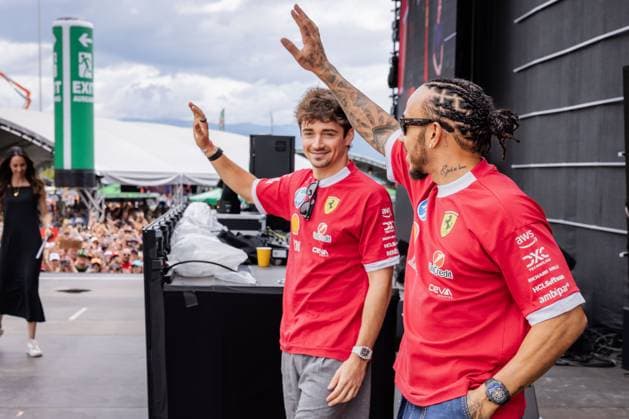 FORMULA 1 - GP of Austria 2025 SPIELBERG,AUSTRIA,27.JUN.25 - MOTORSPORTS, FORMULA 1 - Grand Prix of Austria, Red Bull Ring, preview. Image shows Charles Leclerc (MON) and Lewis Hamilton (GBR Ferrari).  GEPAxpictures xMatthiasxTrinkl