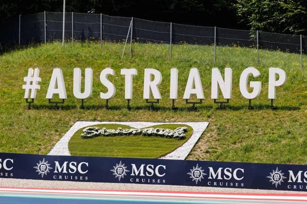 Schriftzug AustrianGP im Hang, Grosser Preis von Oesterreich, Motorsport, Formel 1, Saison 2025, 27.06.2025 Grosser Preis von Oesterreich, Motorsport, Formel 1, Saison 2025, 27.06.2025 Copyright: xEibner-Pressefoto AlexanderxNeisx EP_ANS