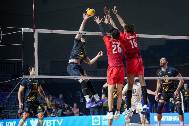 Volleyball - FIVB Men s Volleyball Nations League - Ukraine - Japan - 27.06.2025 Serhii Yevstratov in action during Mens Volleyball Nations League in Burgas, VNL Copyright: xYulianxTodorovx