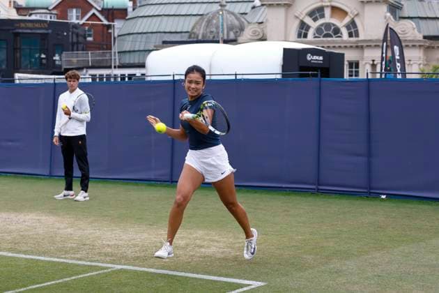 27th June 2025; Devonshire Park, Eastbourne, East Sussex, England; Lexus International Eastbourne, Day 5; Alexandra Eala (PHI) practices ahead of her semi-final match  ActionPlus12805823 HongboxChen