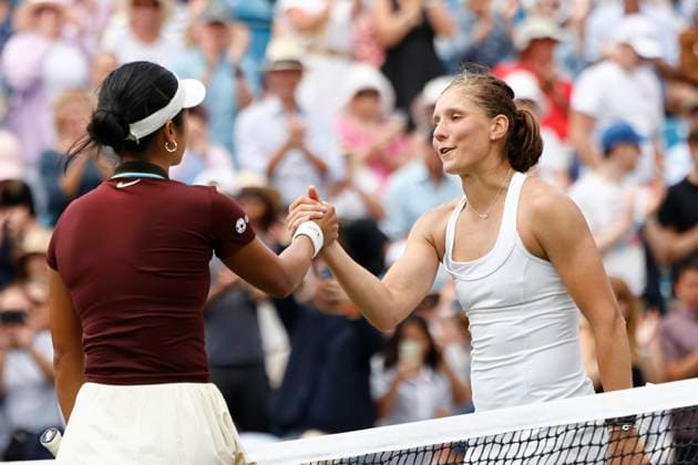27th June 2025; Devonshire Park, Eastbourne, East Sussex, England; Lexus International Eastbourne, Day 5; Alexandra Eala (PHI) shakes hands with Varvara Gracheva (FRA) after the womens singles semi-final match  ActionPlus12805873 HongboxChen