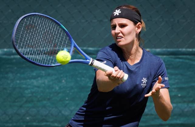 Belgian Greet Minnen pictured during a training session the 2025 Wimbledon grand slam tennis tournament at the All England Tennis Club, in south-west London, Britain, Friday 27 June 2025. BENOITxDOPPAGNE  x127943474x