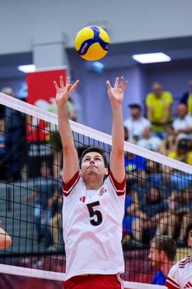 VOLLEYBALL - CEV Silver League AMSTETTEN,AUSTRIA,27.JUN.25 - VOLLEYBALL - CEV European Silver League, OEVV international match, Länderspiel, Nationalmannschaft Austria vs Sweden. Image shows Elia Stosch (AUT).  GEPAxpictures xDanielaxMoser