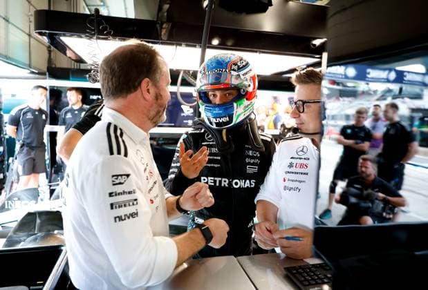 Bradley Lord (GBR, Mercedes-AMG Petronas F1 Team), 12 Andrea Kimi Antonelli (ITA, Mercedes-AMG Petronas F1 Team), Peter Bonnington (GBR, Mercedes-AMG Petronas F1 Team), F1 Grand Prix of Austria at Red Bull Ring on June 27, 2025 in Spielberg, Austria. (Photo by HOCH ZWEI) Spielberg Austria