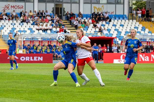 MIELEC, POLSKA 27.06.2025 PILKA NOZNA KOBIET MECZ TOWARZYSKI POLSKA - UKRAINA== FOOTBALL WOMENS FRIENDLY GAME MATCH POLAND - UKRAINE NZ Daiana SEMKIV Milena KOKOSZ FOT. JACEK STANISLAWEK 400mm.pl NEWSPIX.PL --- newspix.pl 