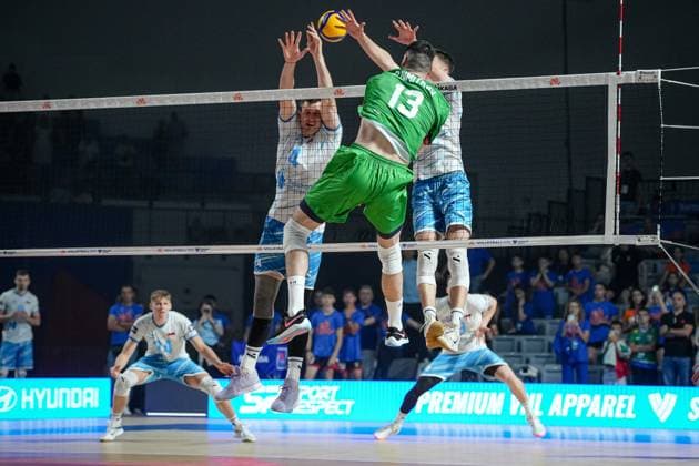 Volleyball, Nations League, Bulgarien - Slowenien Volleyball - FIVB Men s Volleyball Nations League - Bugaria - Slovenia - 27.06.2025 Dimitar Dimitrov in action during Mens Volleyball Nations League in Burgas, VNL Bulgaria Copyright: xYulianxTodorovx
