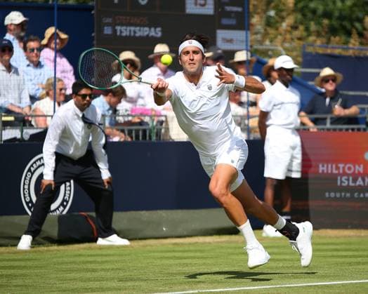 London, England, June 27 2025: Tomas Etcheverry during the Giorgio Armani Tennis Classic Day 4 game between Tomas Etcheverry and Stefanos Tsitsipas at The Hurlingham Club in London, England. (Jay Patel SPP) Copyright: xJayxPatel SPPx spp-en-JaPa-ETCHEVERRYvTSITSIPAS_20250627_0036