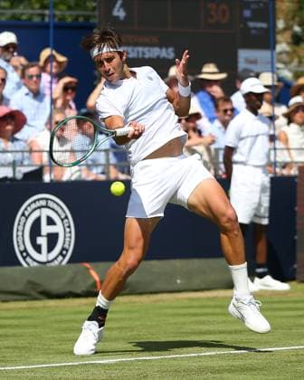 London, England, June 27 2025: Tomas Etcheverry during the Giorgio Armani Tennis Classic Day 4 game between Tomas Etcheverry and Stefanos Tsitsipas at The Hurlingham Club in London, England. (Jay Patel SPP) Copyright: xJayxPatel SPPx spp-en-JaPa-ETCHEVERRYvTSITSIPAS_20250627_0029