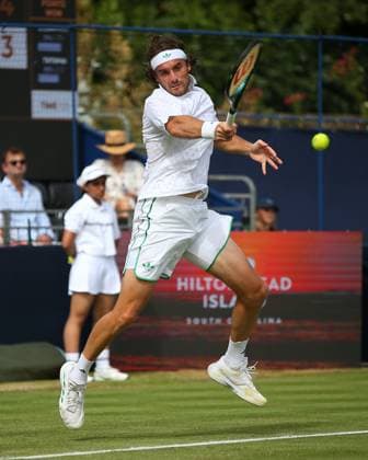 London, England, June 27 2025: Stefanos Tsitsipas during the Giorgio Armani Tennis Classic Day 4 game between Tomas Etcheverry and Stefanos Tsitsipas at The Hurlingham Club in London, England. (Jay Patel SPP) Copyright: xJayxPatel SPPx spp-en-JaPa-ETCHEVERRYvTSITSIPAS_20250627_0055